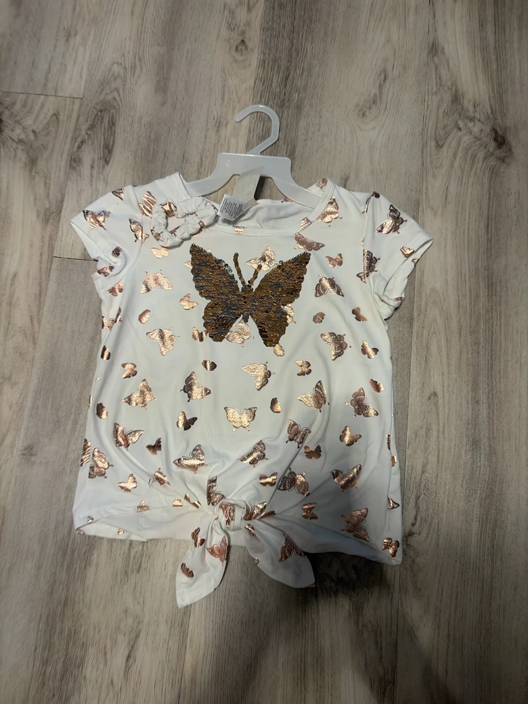 Girls Butterfly Sequin T-Shirt and Scrunchie Set