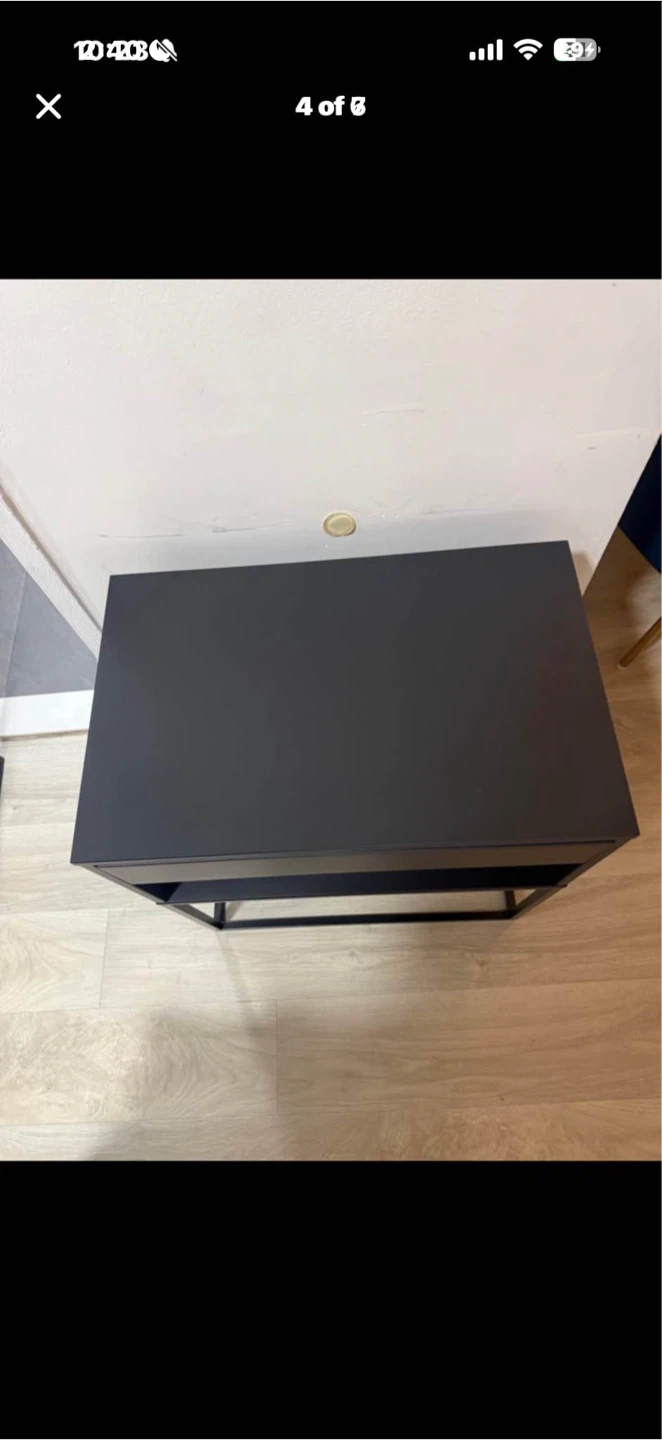 IKEA Black Nightstand with Drawer and Shelf - photo 3
