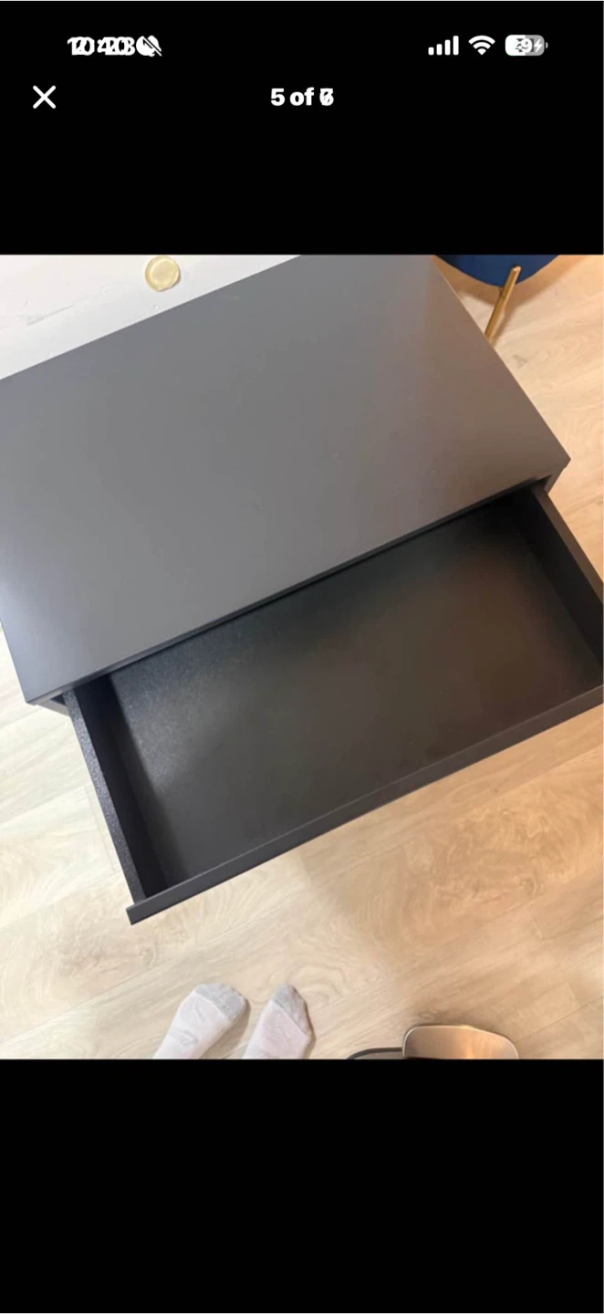 IKEA Black Nightstand with Drawer and Shelf - photo 4