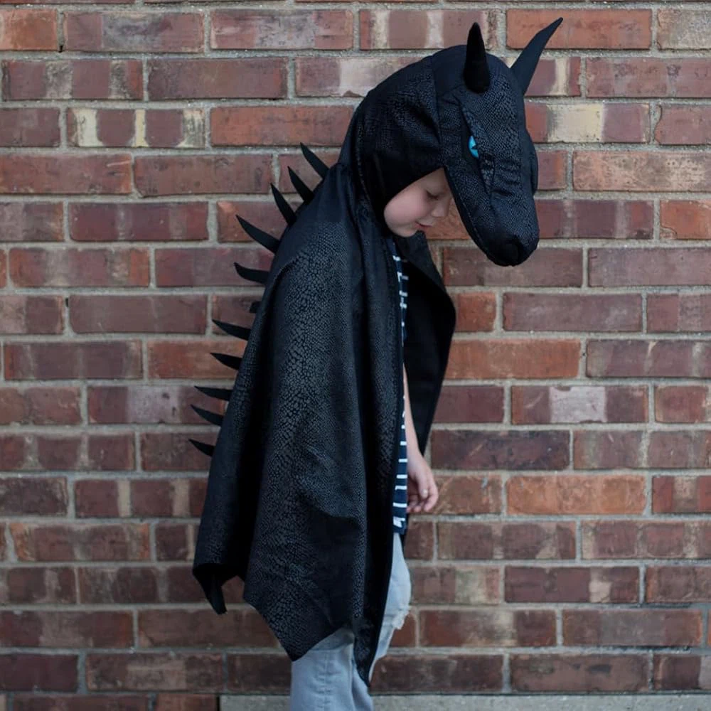 Great Pretenders Black Dragon Costume Cape - Size 7-8