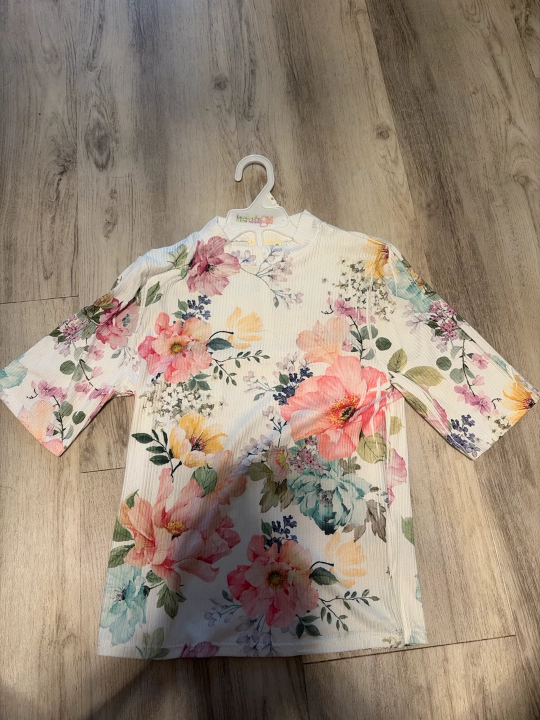 White Floral Print Top