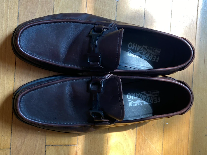 Salvatore Ferragamo Men’s Dark Brown Leather Gancini Loafers