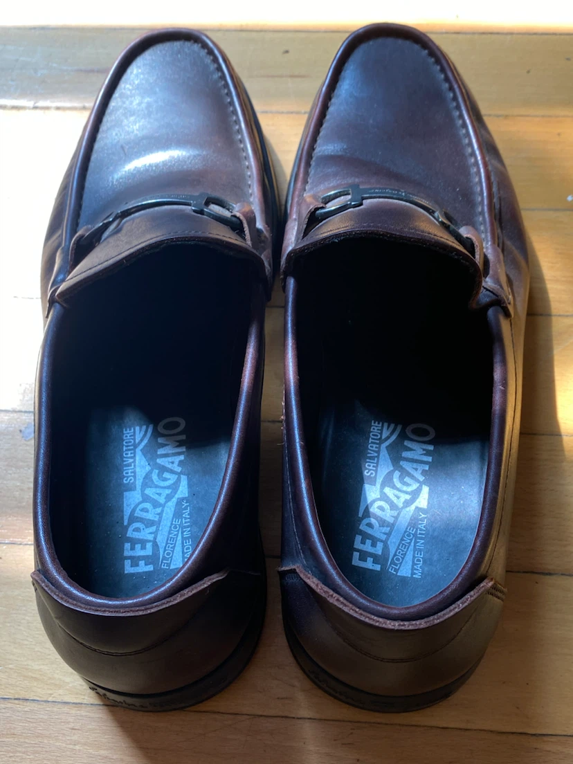 Salvatore Ferragamo Men’s Dark Brown Leather Gancini Loafers - photo 2
