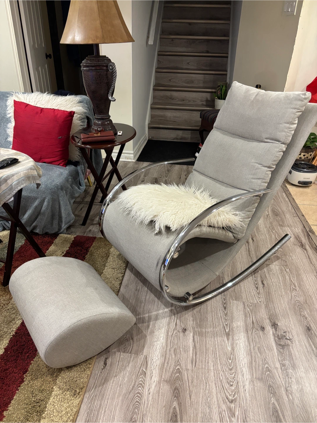 Modern Chrome Rocking Chair -