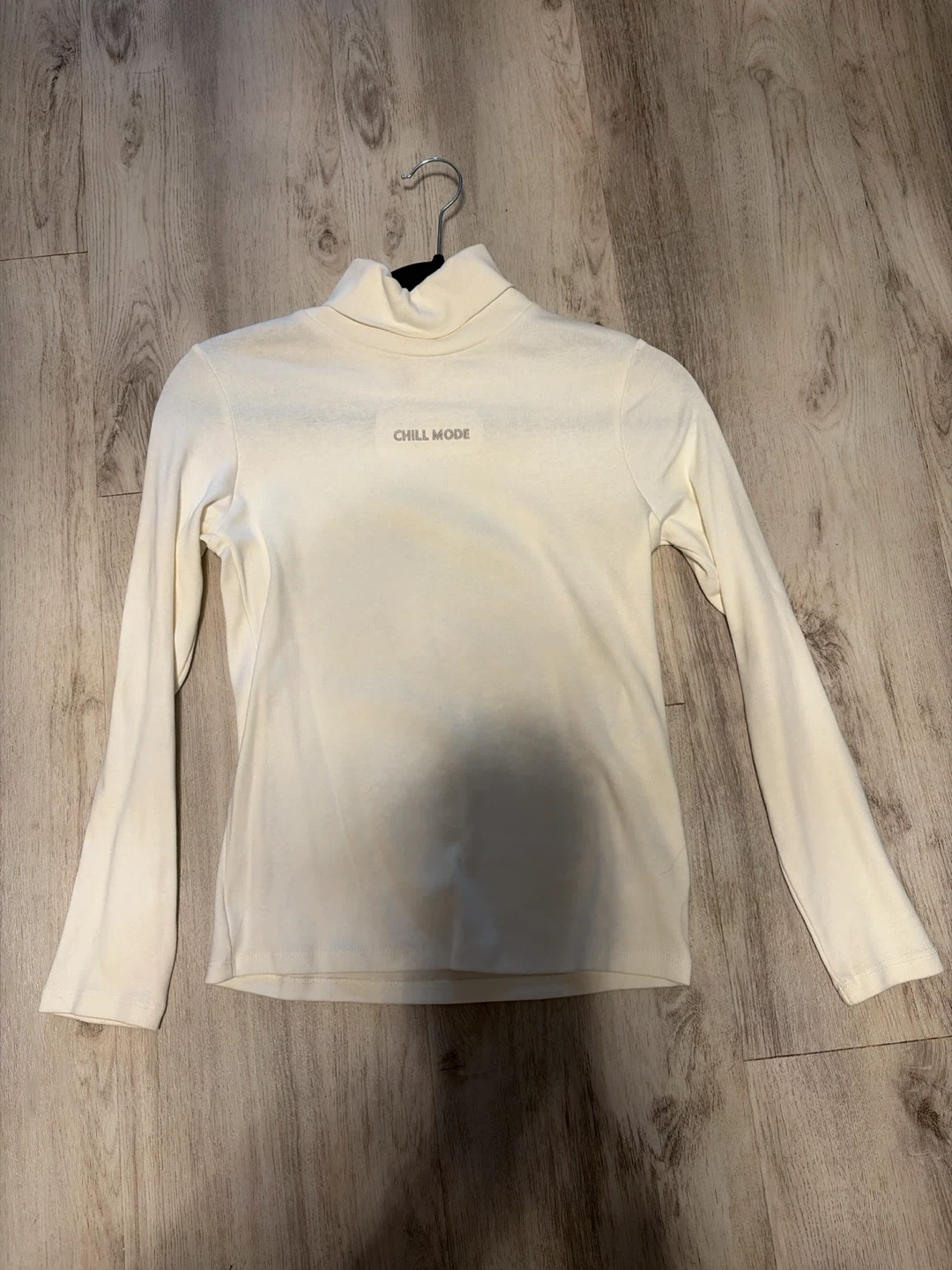 Cream Long Sleeve Turtleneck "CHILL MODE"