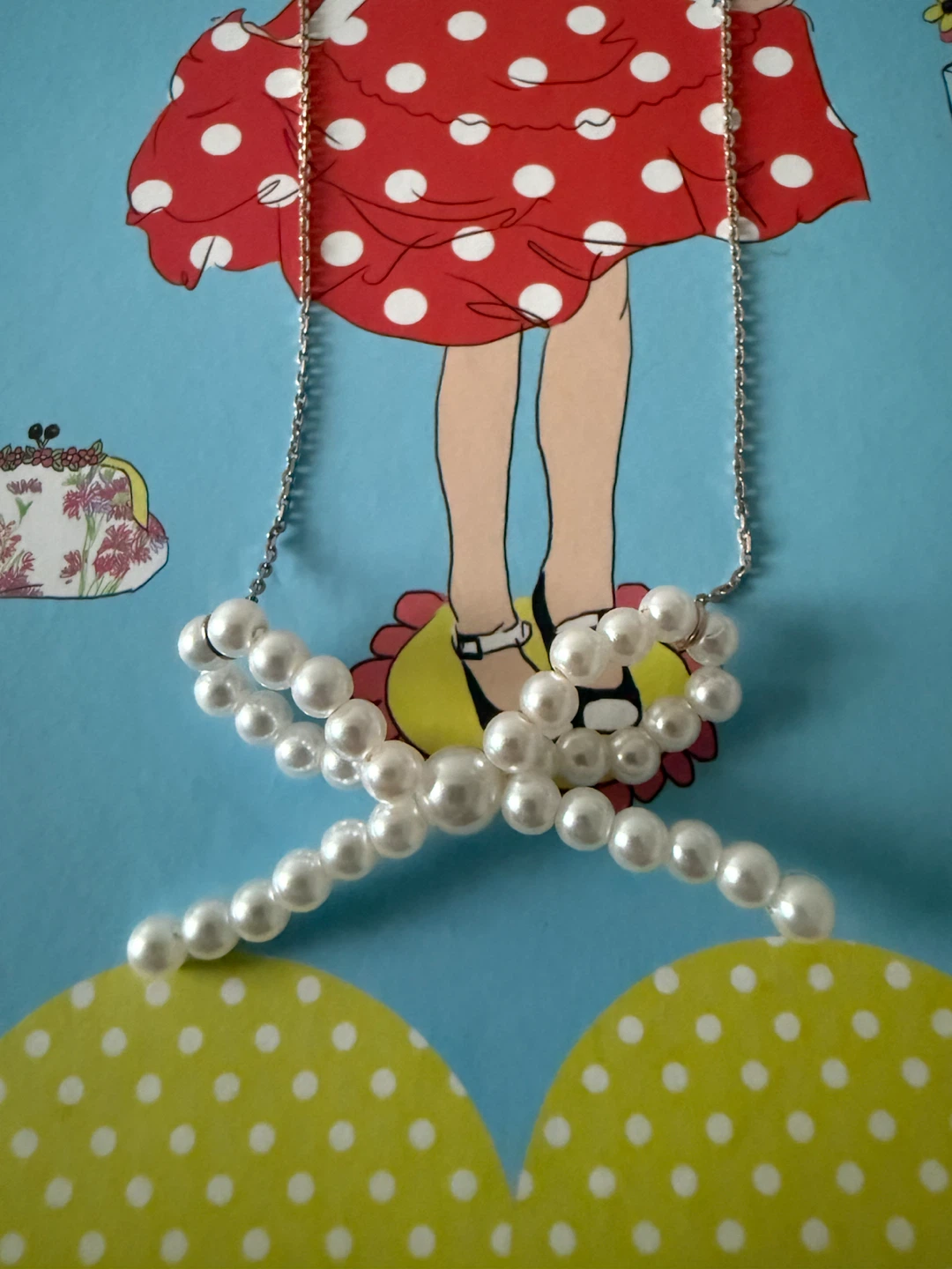 Korean-style ribbon pearl  Collarbone necklace - photo 3