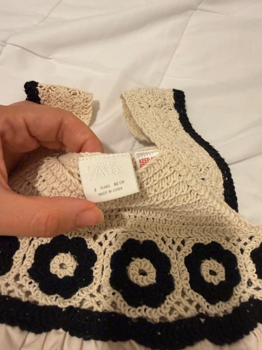 Zara Crochet Dress - Beige/Black - 2 Years - photo 4