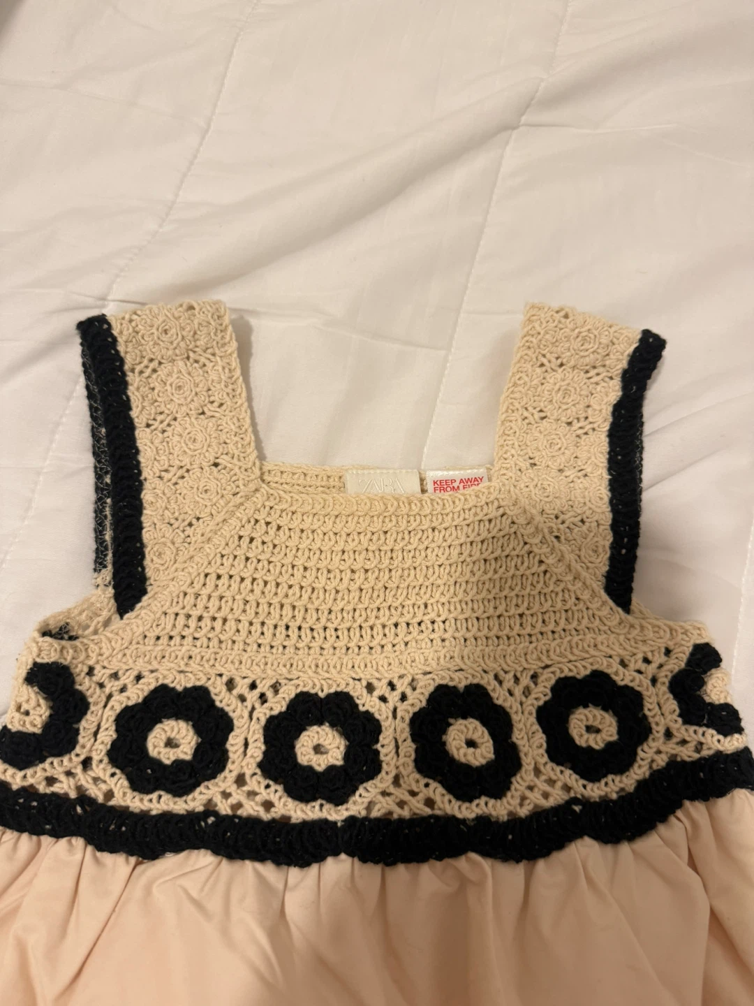 Zara Crochet Dress - Beige/Black - 2 Years - photo 3