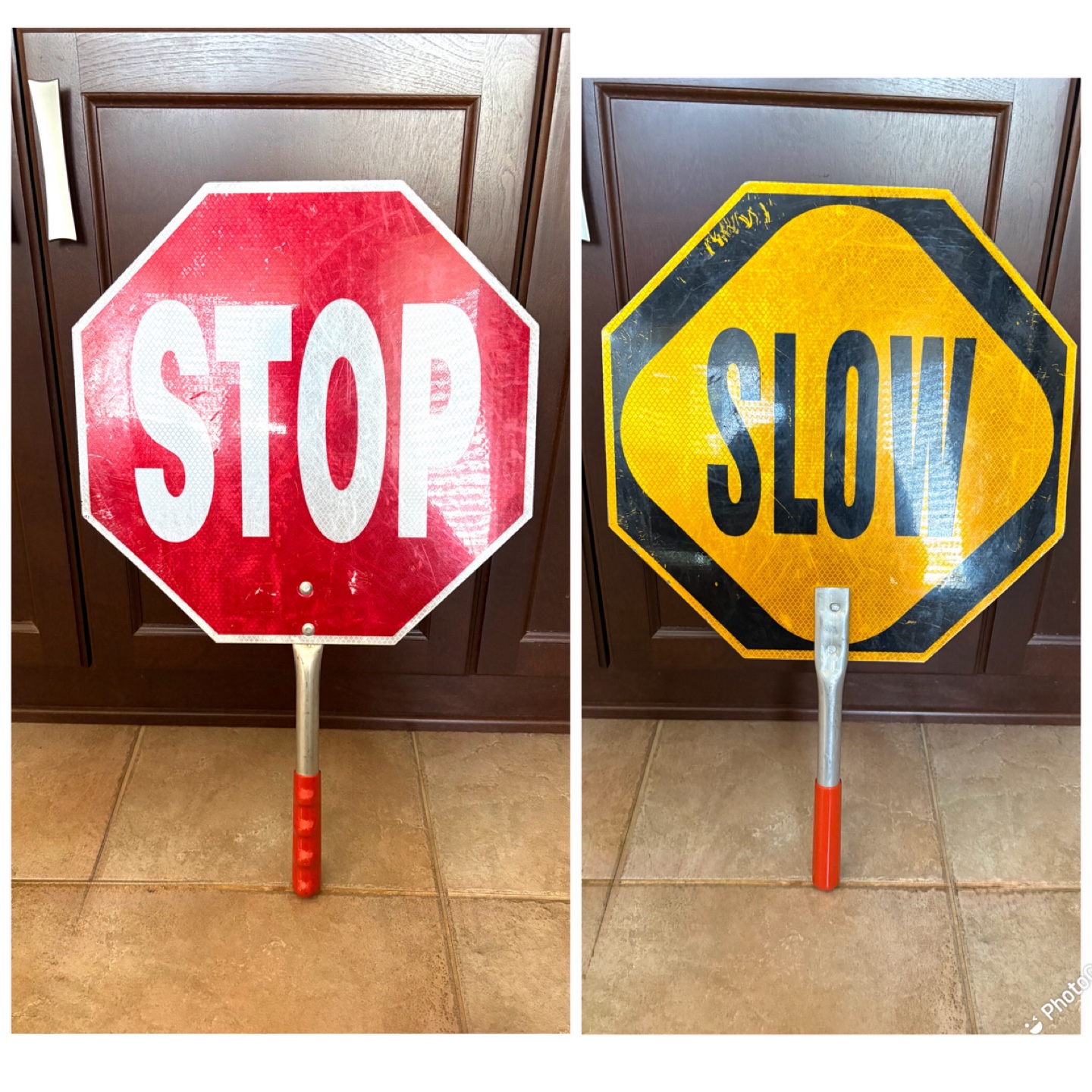 ONE Stop and Slow Handheld Signs