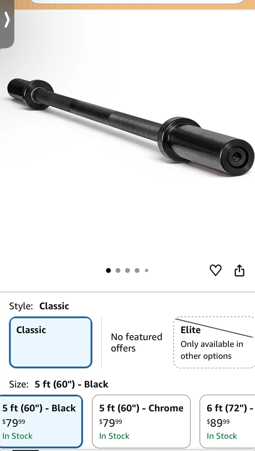 Exercise: 6ft Black Olympic Barbell - photo 4