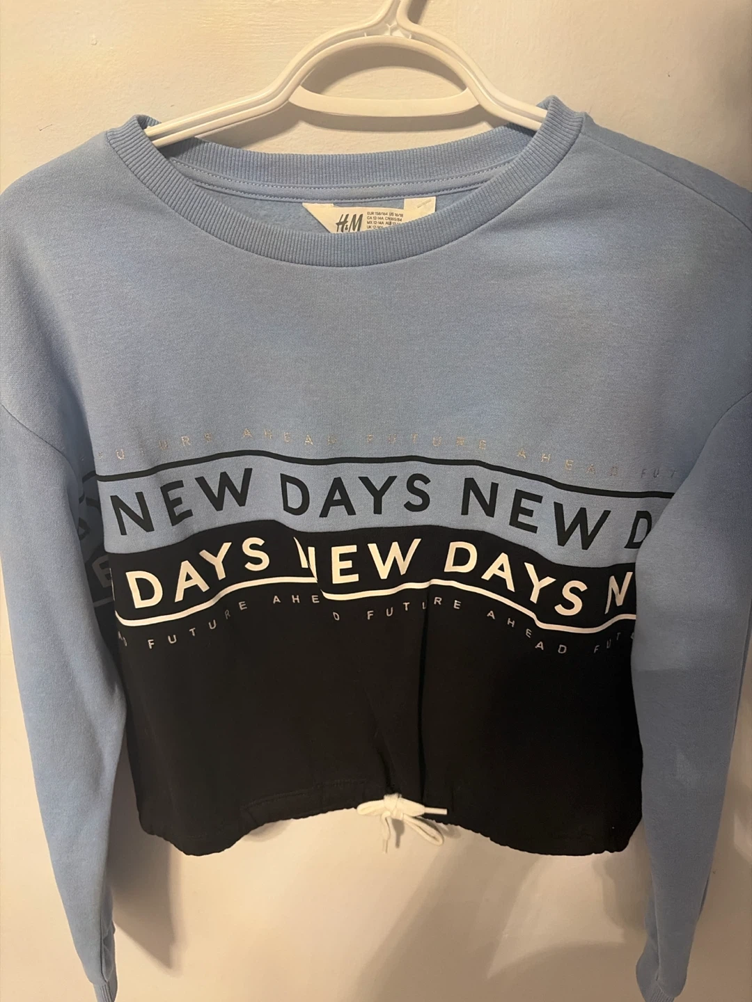 H&M Blue and Black 'New Days' Graphic Sweatshirt