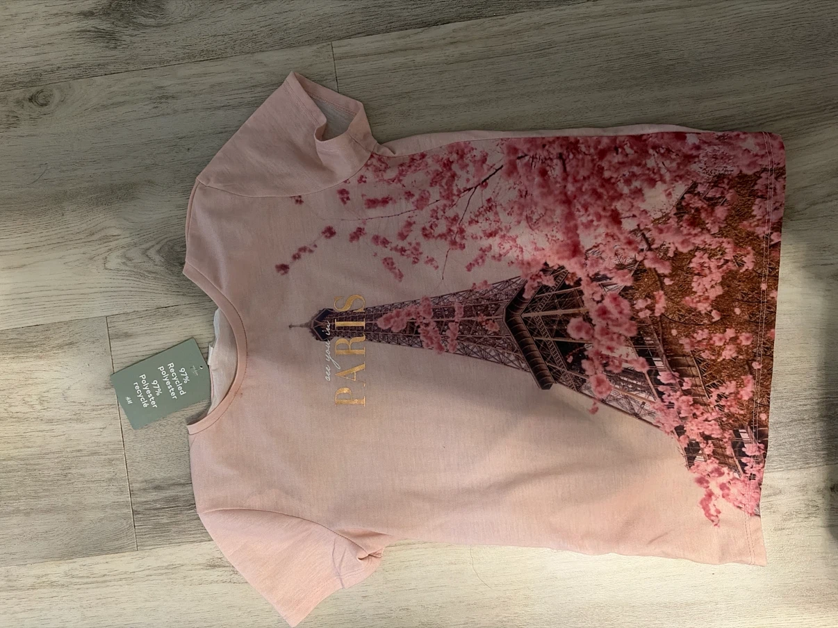 H&M Pink Paris Eiffel Tower Cherry Blossom T-Shirt