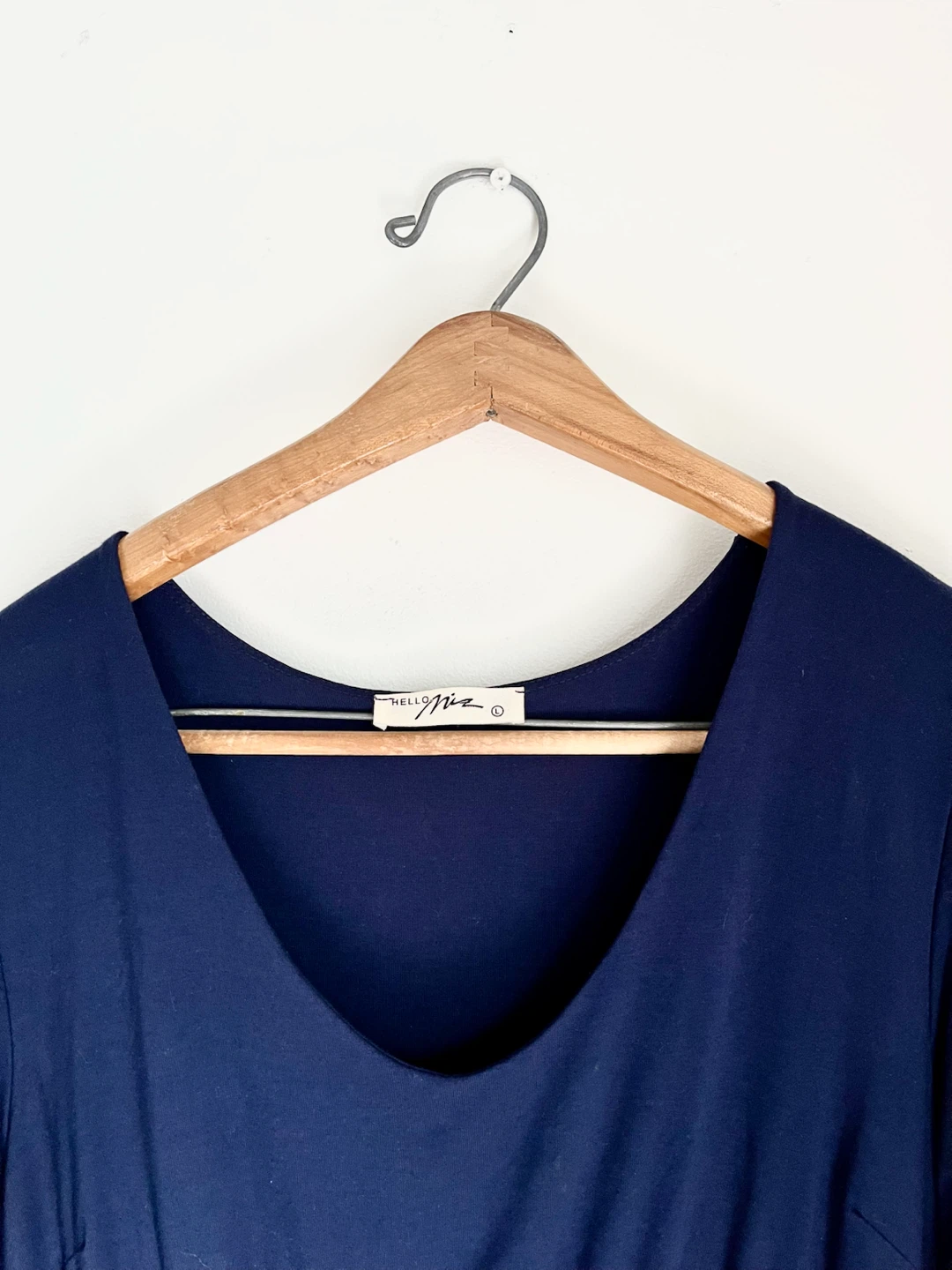 💃 Navy Maternity Dress - Scoop Neck Puffed Sleeve - photo 2