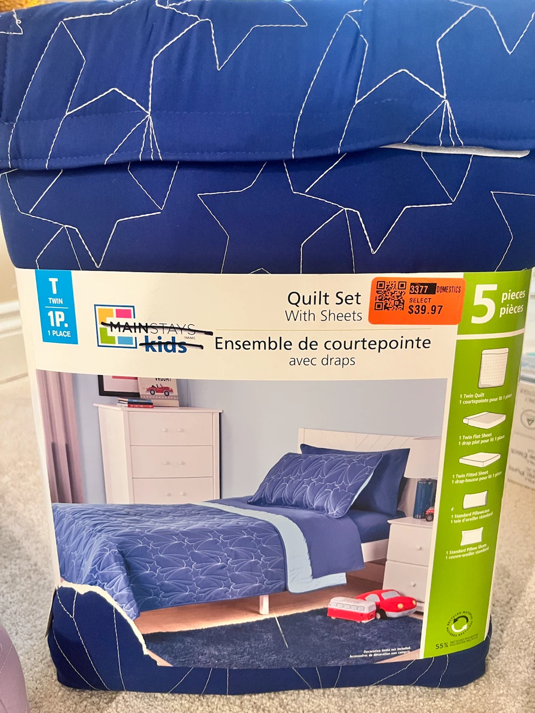 Mainstays Kids Twin Quilt Set with Sheets