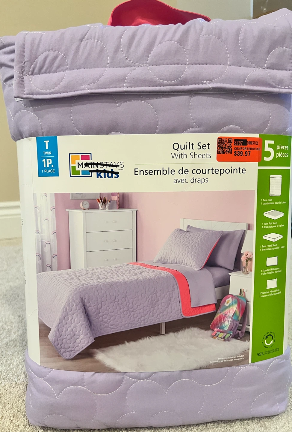 Mainstays Kids Twin Quilt Set with Sheets - photo 2