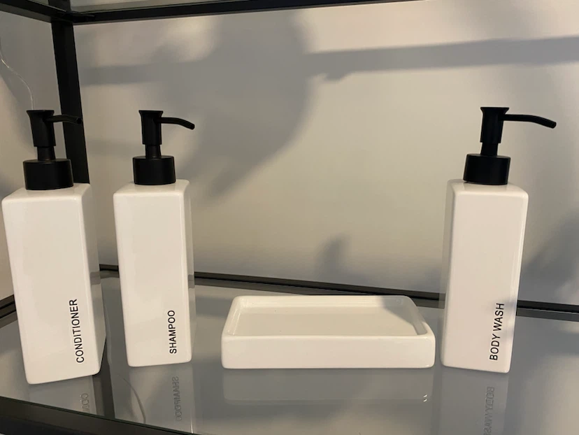 Brand New White Ceramic Soap Dispenser Set with Tray - photo 2
