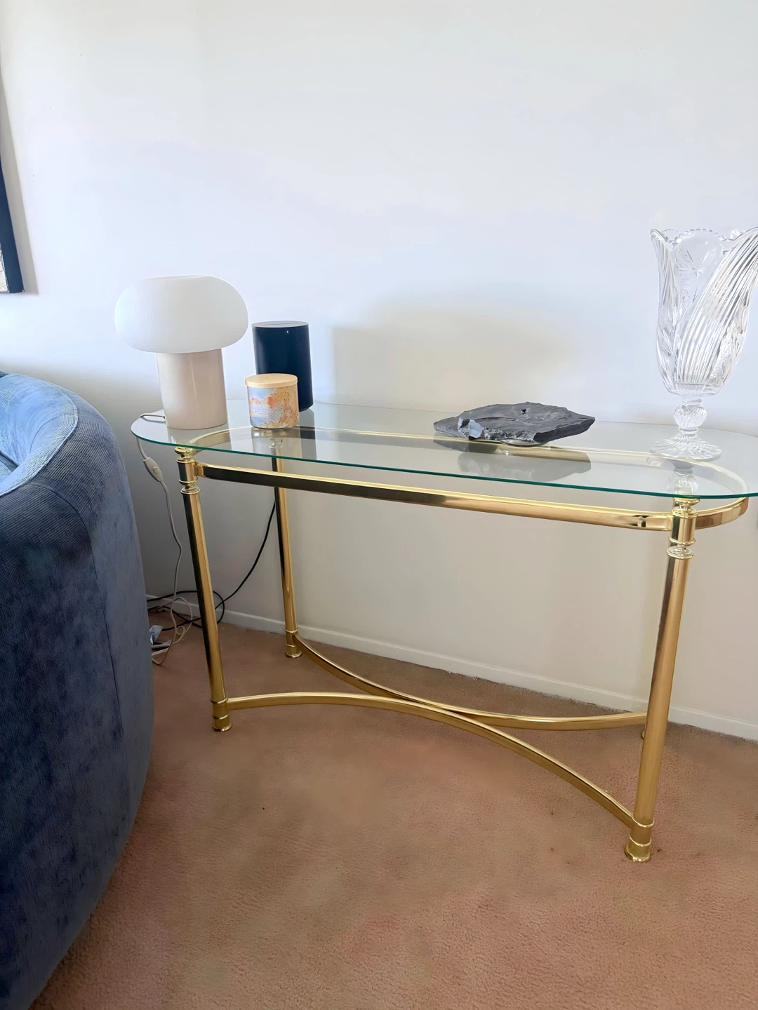 Gold and Glass Console Table - photo 2