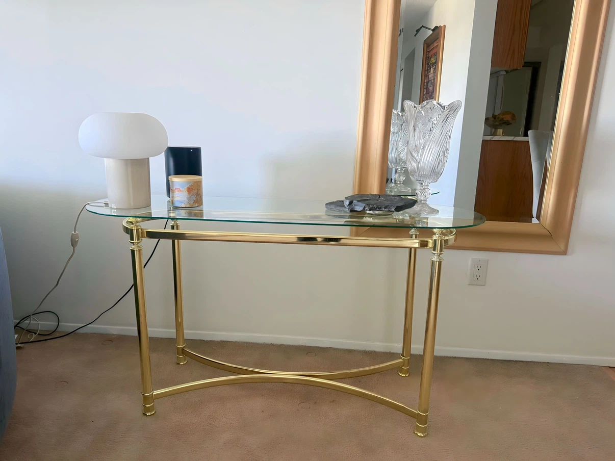 Gold and Glass Console Table - photo 4