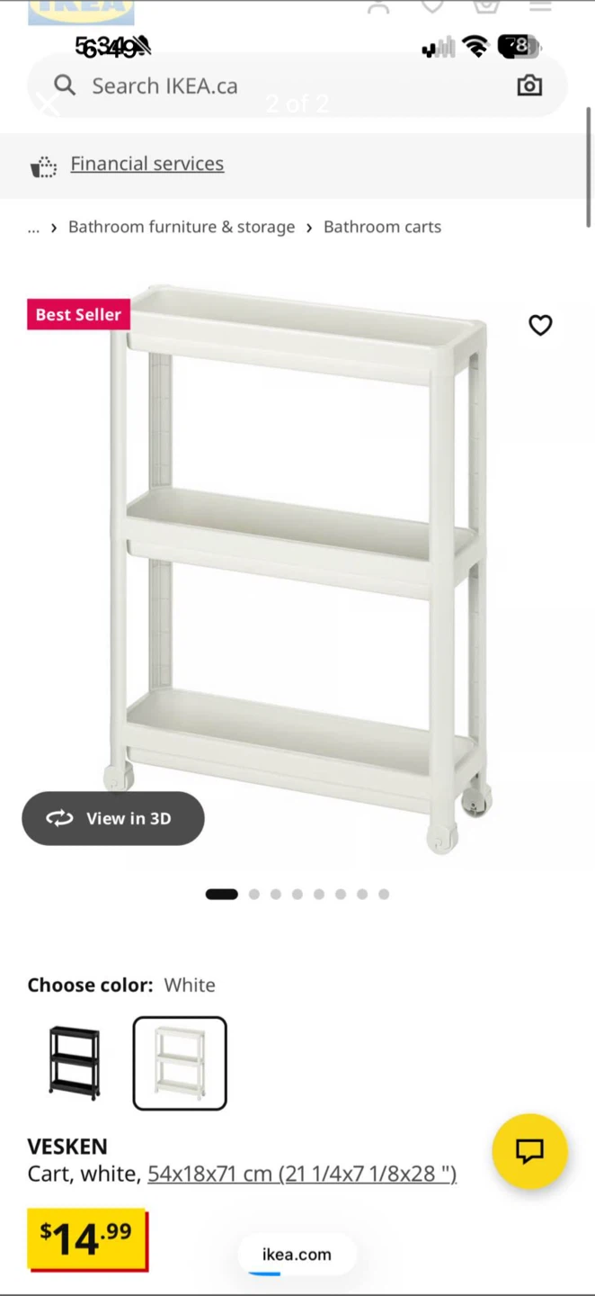 IKEA VESKEN Bathroom Cart - White - photo 2