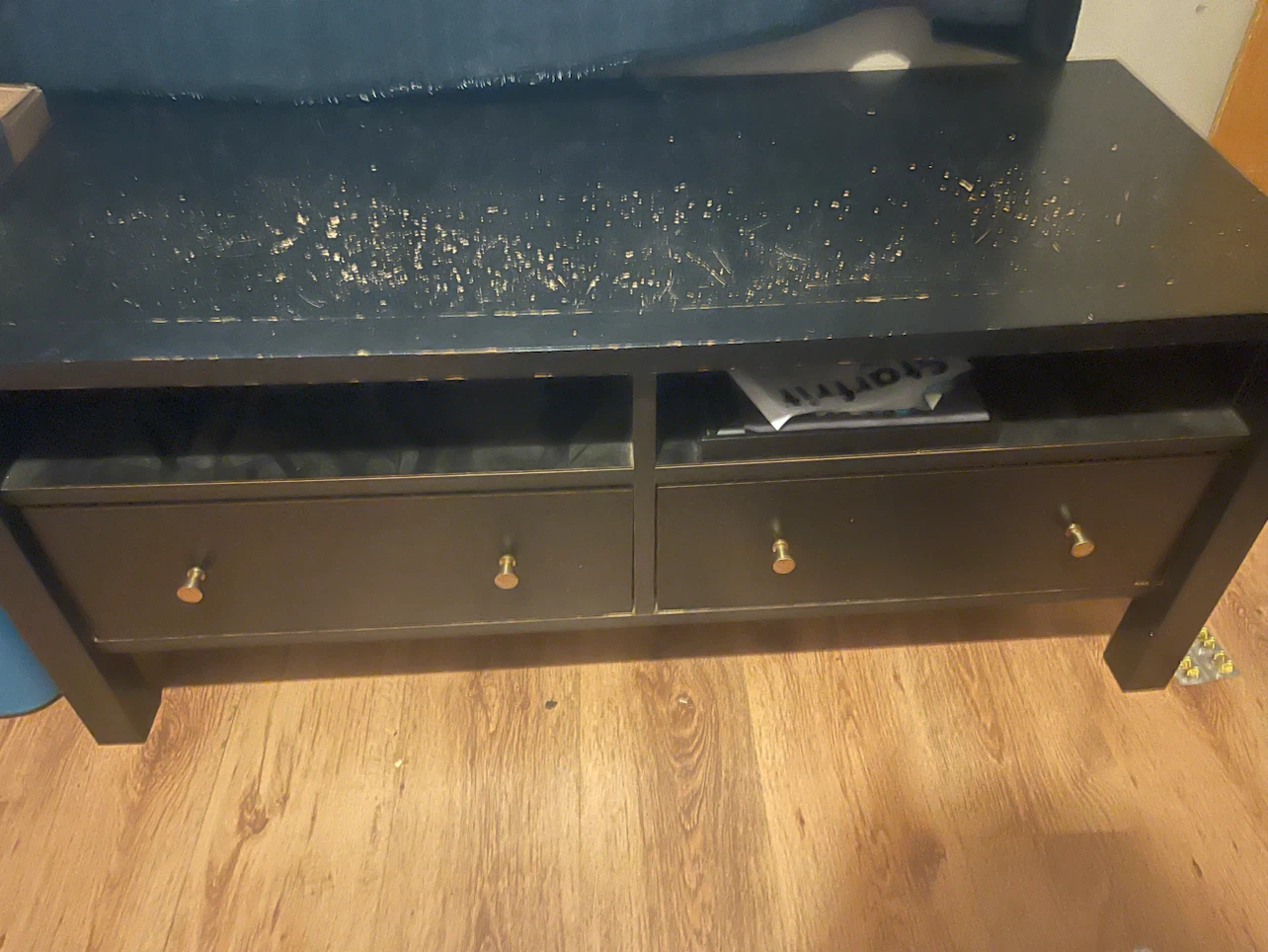 Black TV Stand with Drawers