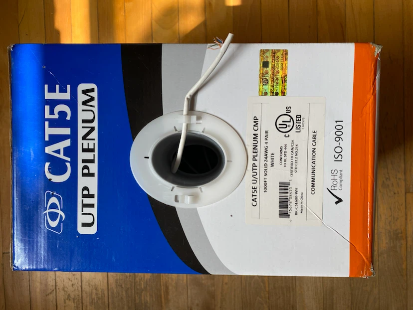 Cat5e Plenum CMP Ethernet Cable 1000ft
