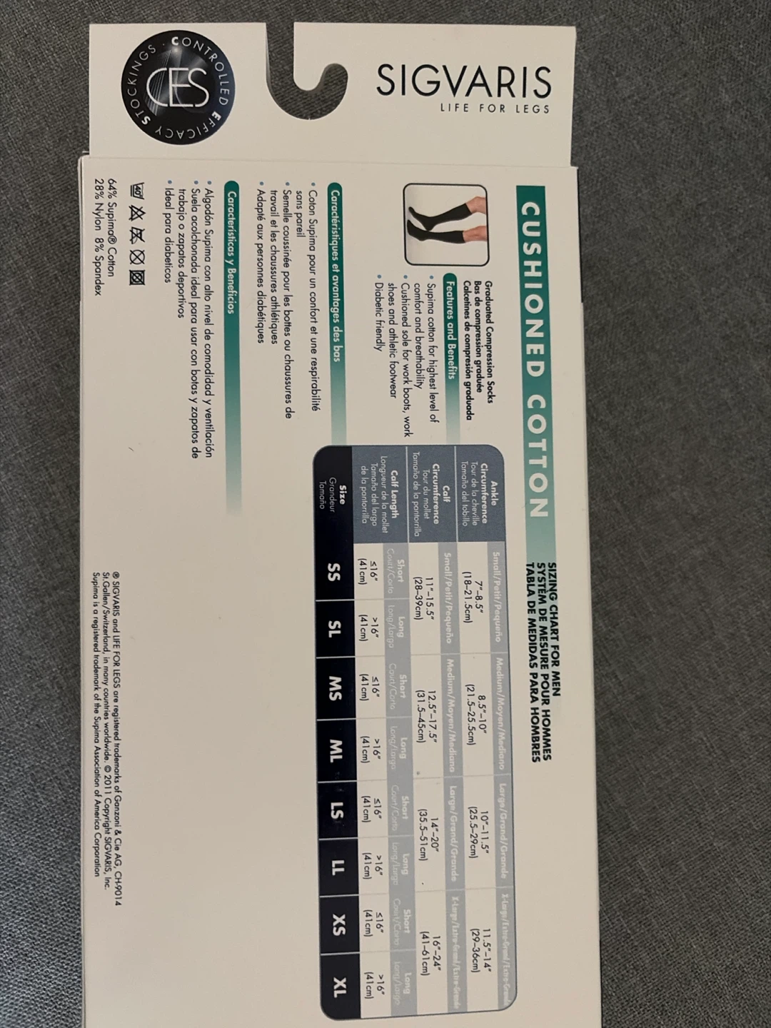 NEW Sigvaris Cushioned Cotton Medical Compression Socks - SS - photo 3