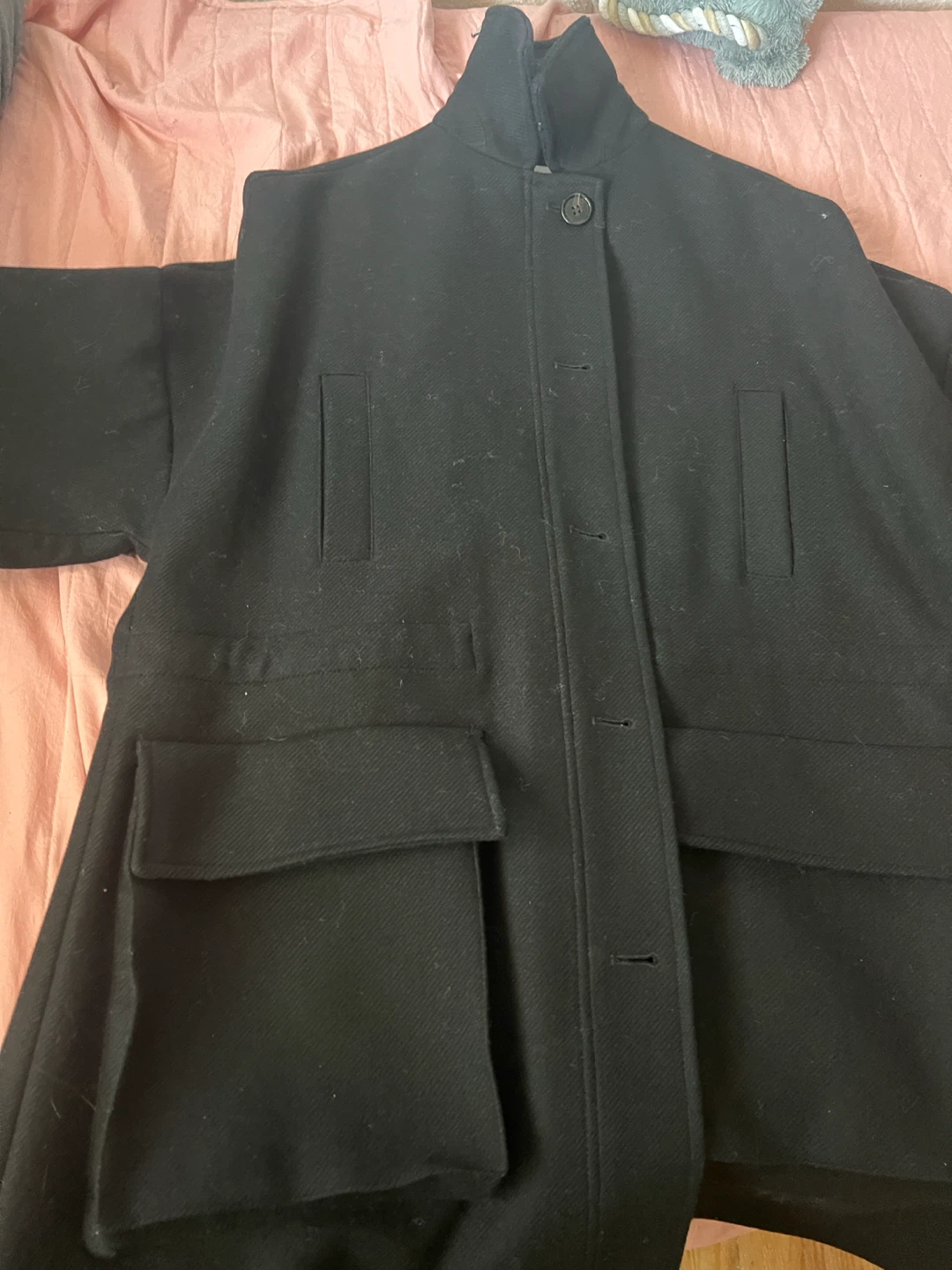 Black Wool-Blend Coat COS small