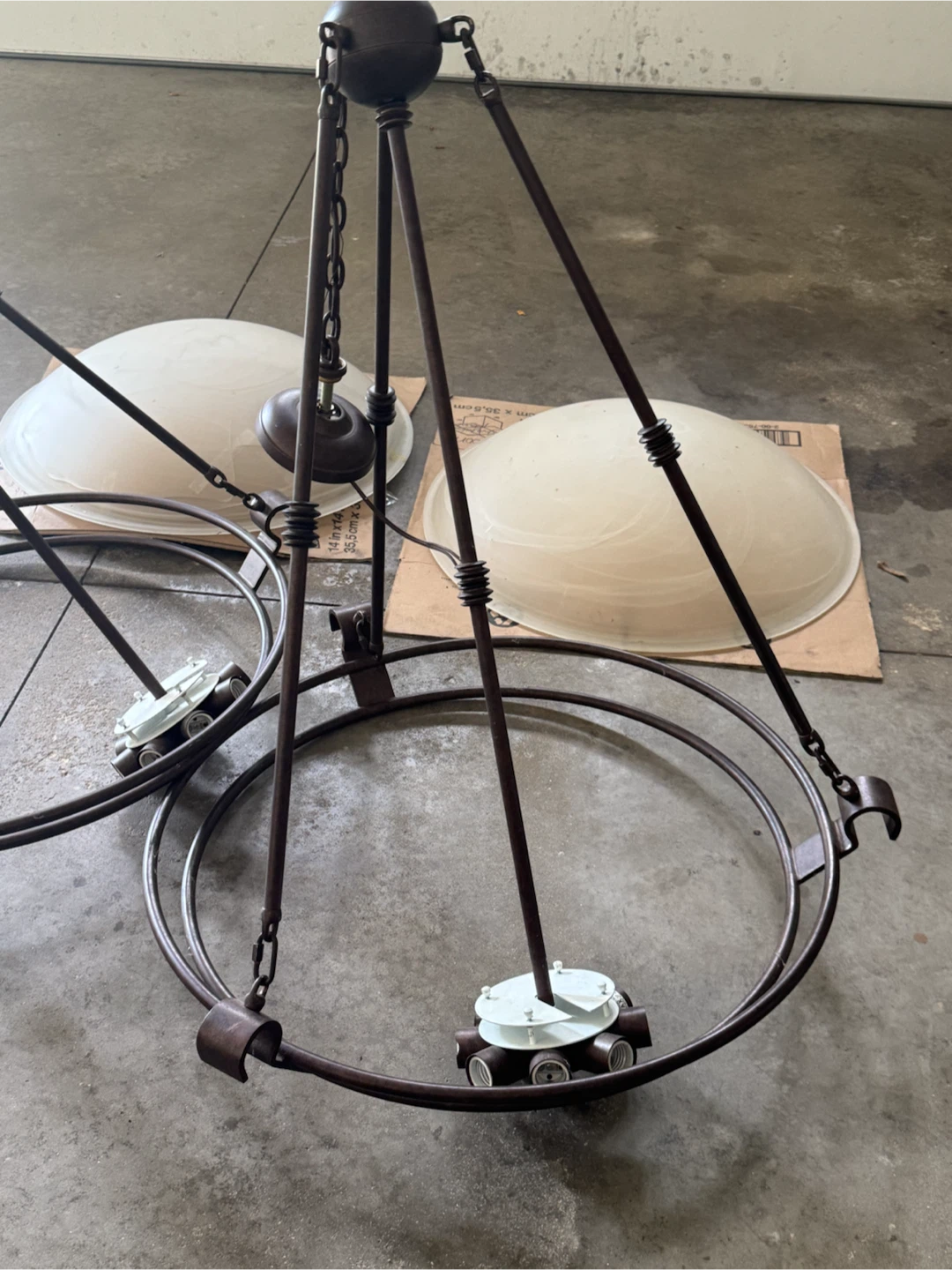 2 Rustic Metal Chandelier with 2 Frosted Glass Shades - photo 2