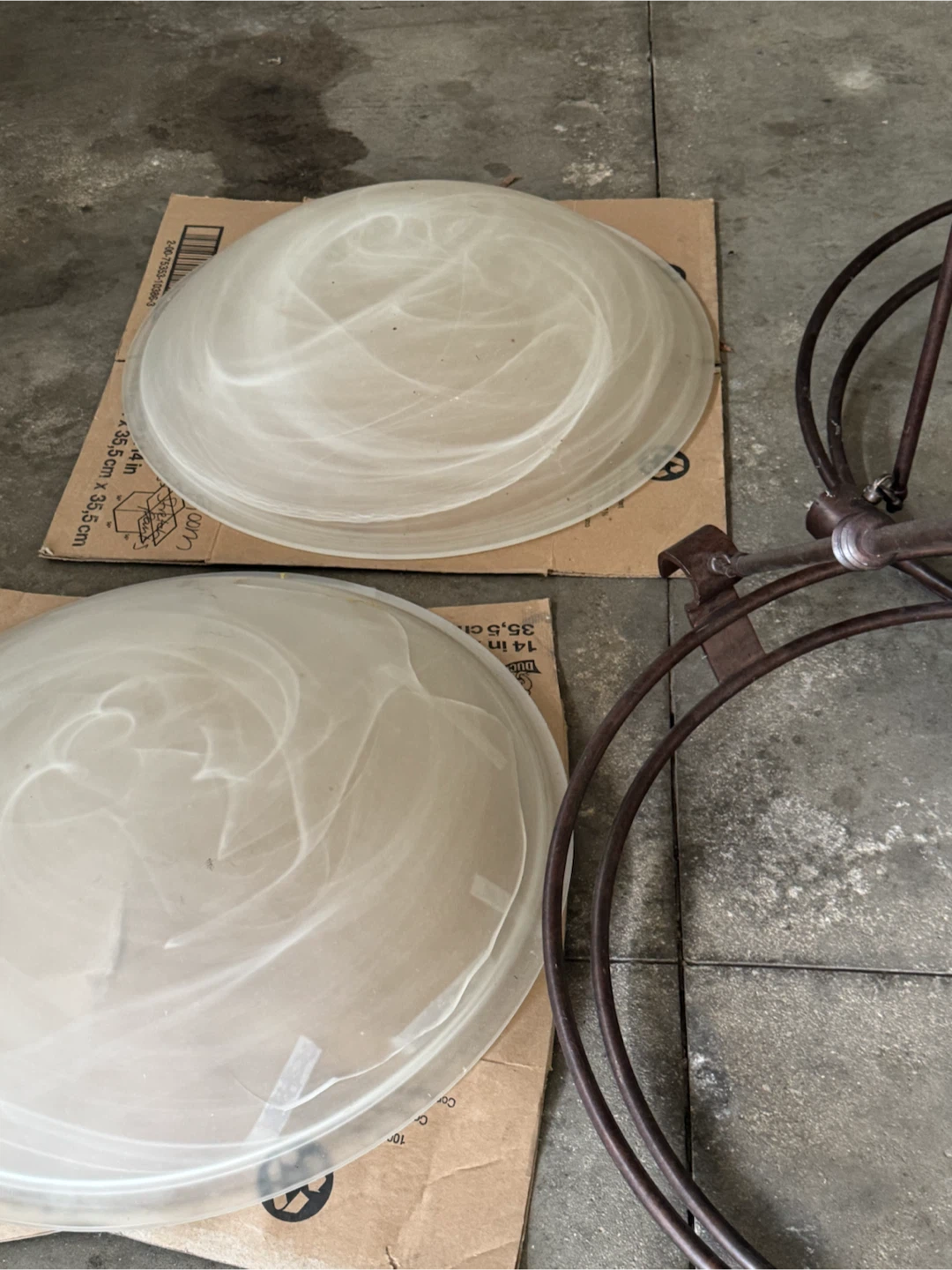 2 Rustic Metal Chandelier with 2 Frosted Glass Shades - photo 3