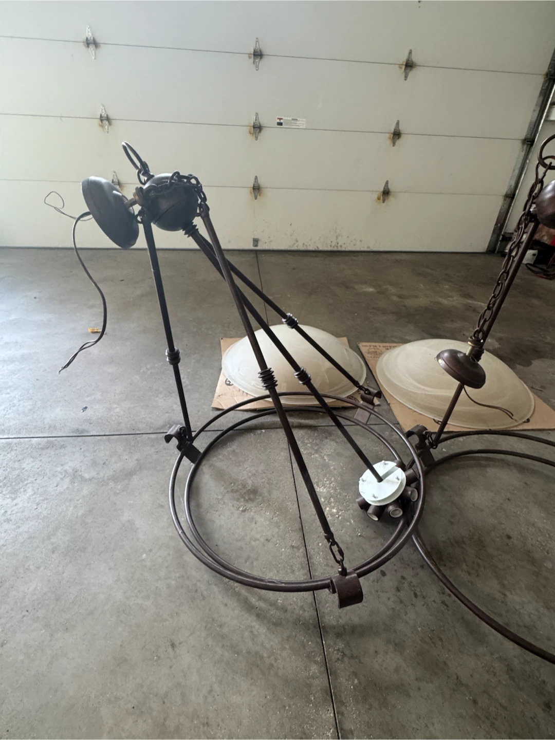 2 Rustic Metal Chandelier with 2 Frosted Glass Shades - photo 4