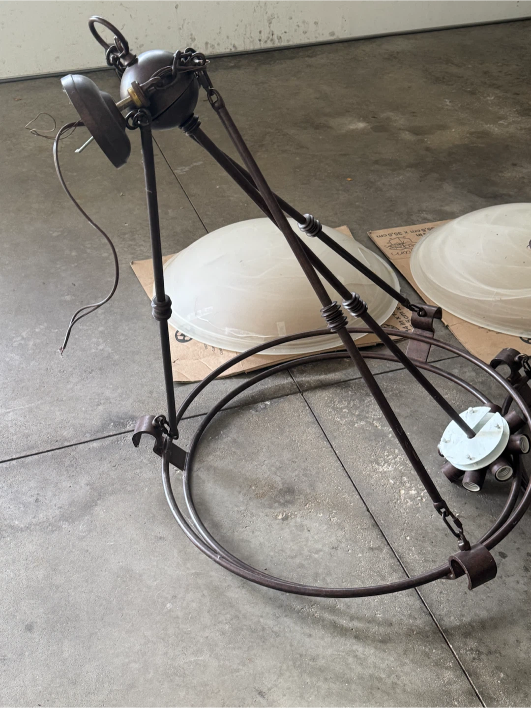2 Rustic Metal Chandelier with 2 Frosted Glass Shades - photo 5