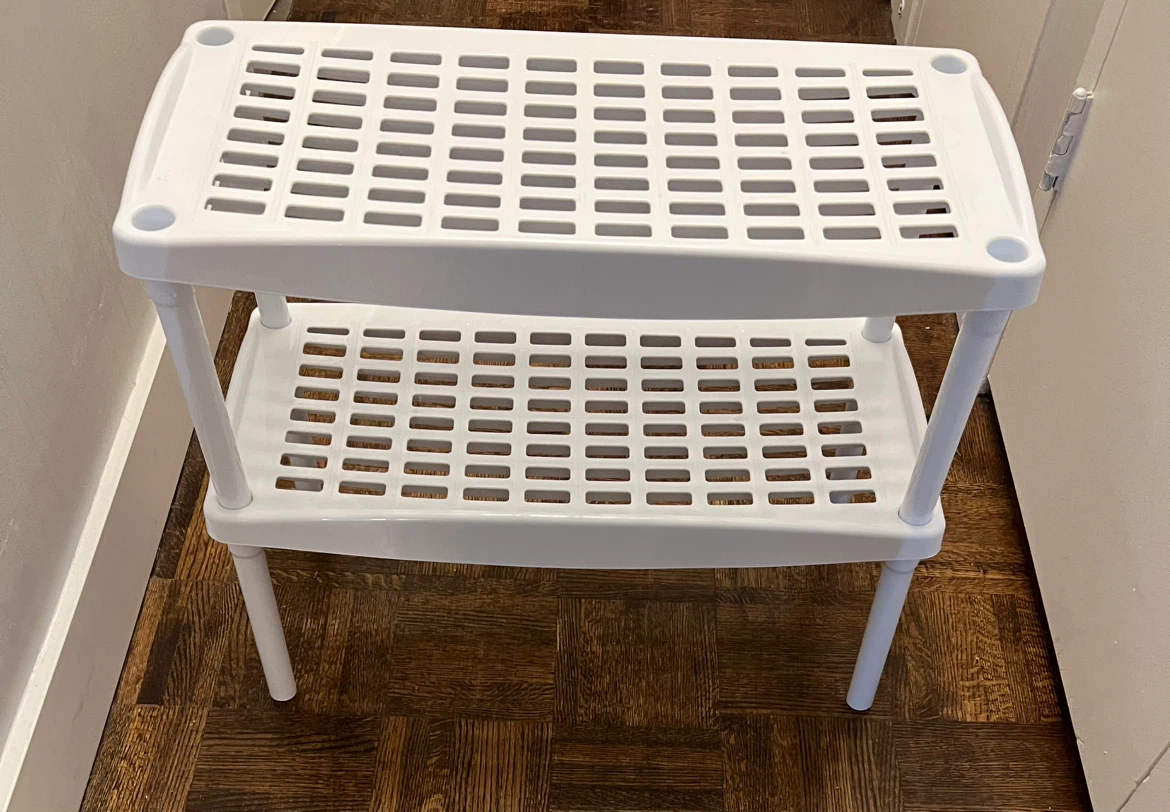 White Two-Tier Plastic Storage Shelf