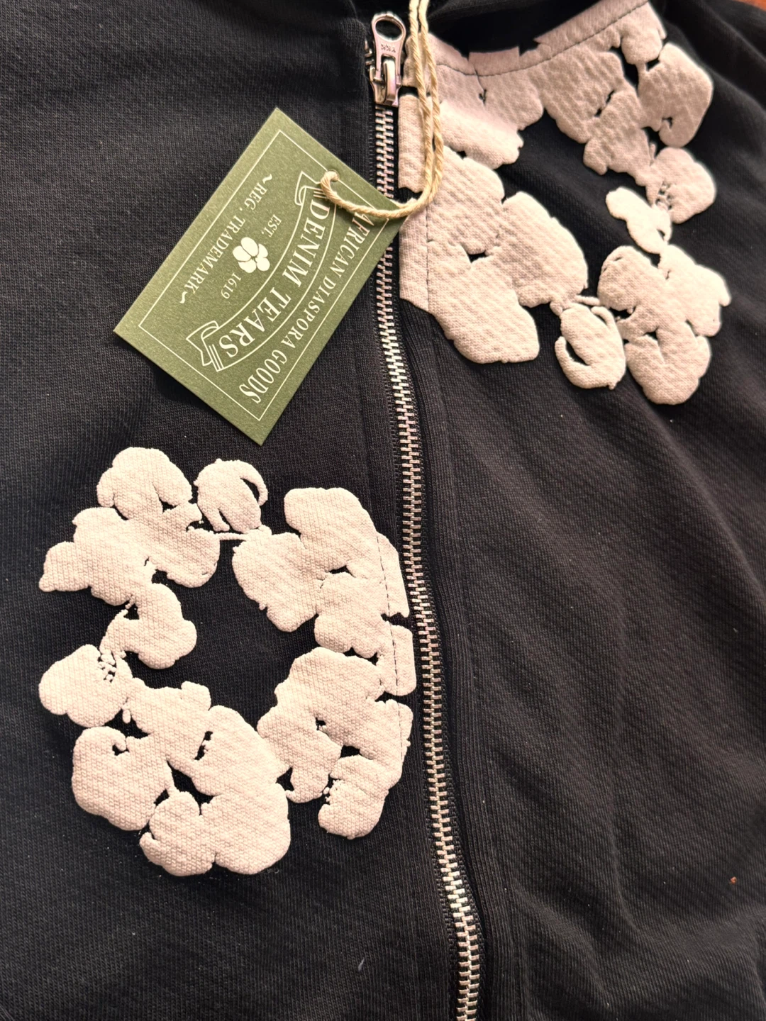 Black Denim Tears Zip Up Hoodie - photo 5