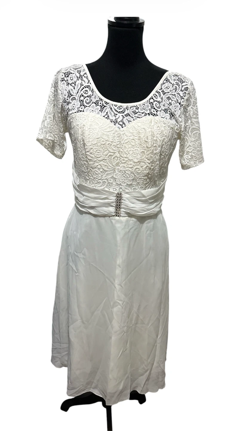 White lace bodice dress with corset back