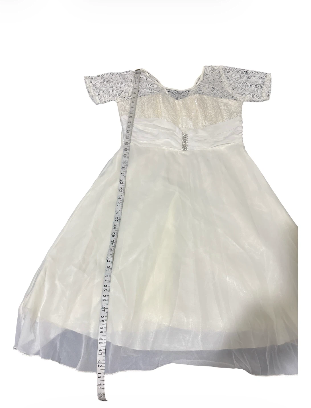 White lace bodice dress with corset back - photo 3