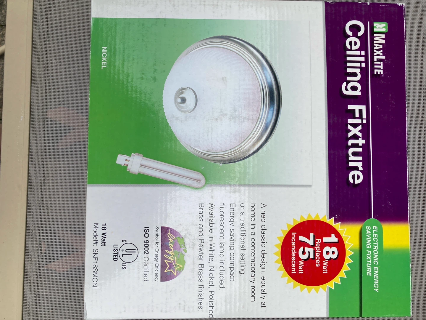 MaxLite Ceiling Fixture Nickel Finish - photo 2