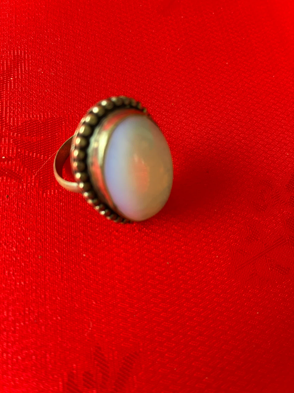 Oval Opalite Beaded Edge Ring
