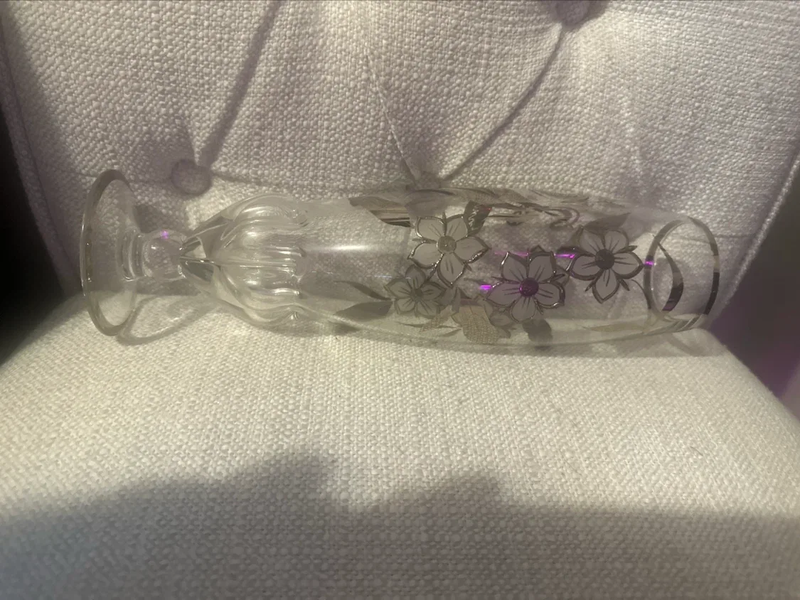 Floral Etched Glass Flute with "35th" inscription - photo 2