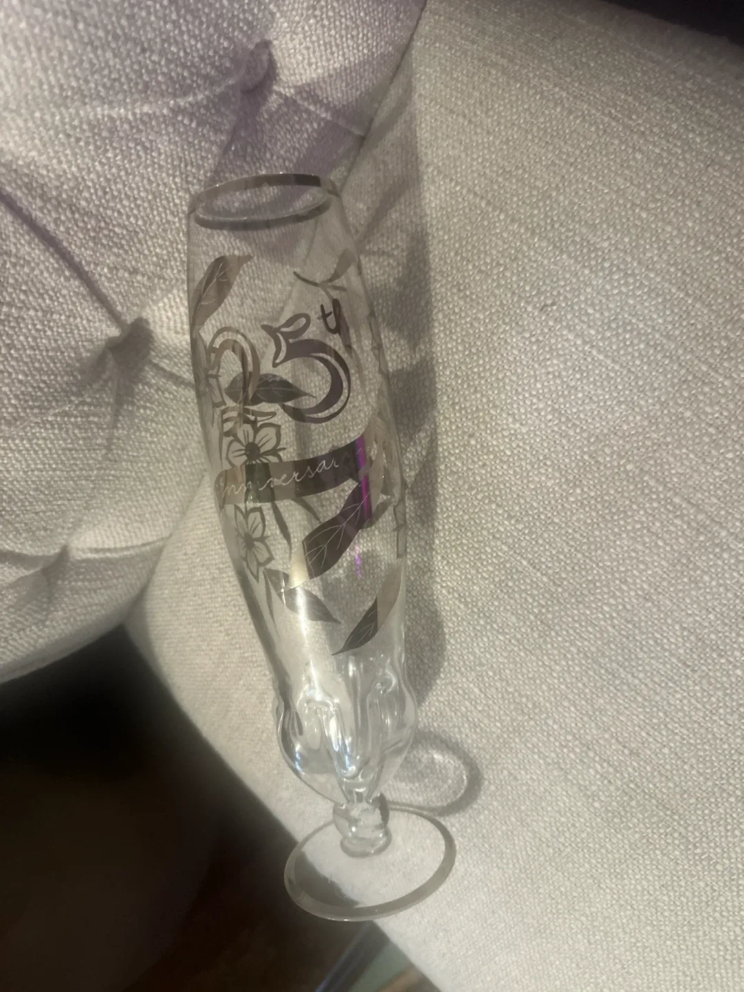 Floral Etched Glass Flute with "35th" inscription - photo 3