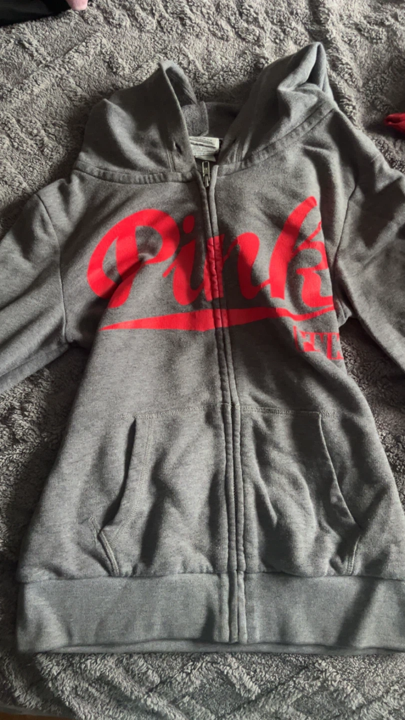 Vintage Y2K Victoria's Secret PINK Grey Zip-Up Hoodie
