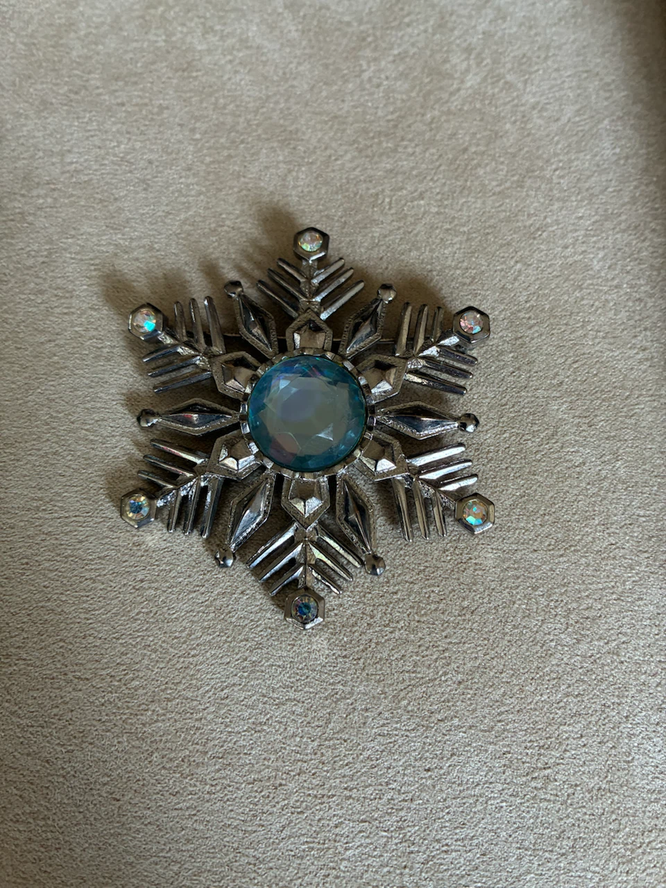 Silver-tone snowflake brooch