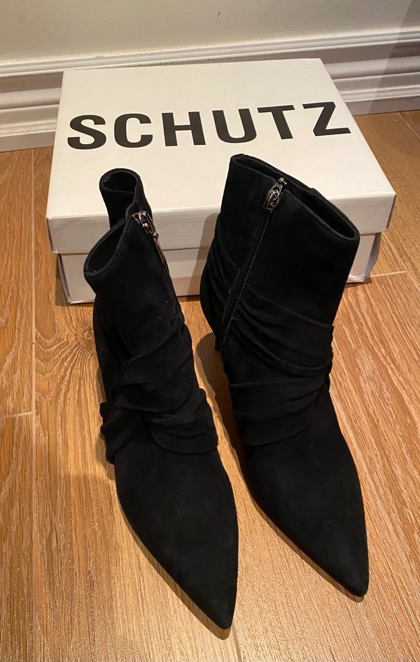 Schutz black suede ankle boots