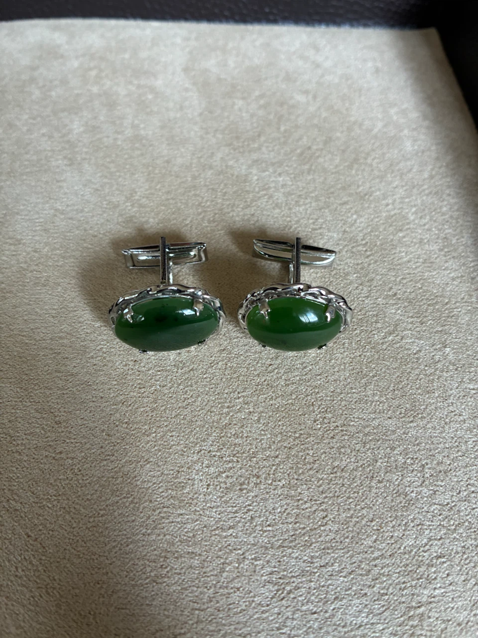 Green Jade Stone Cufflinks