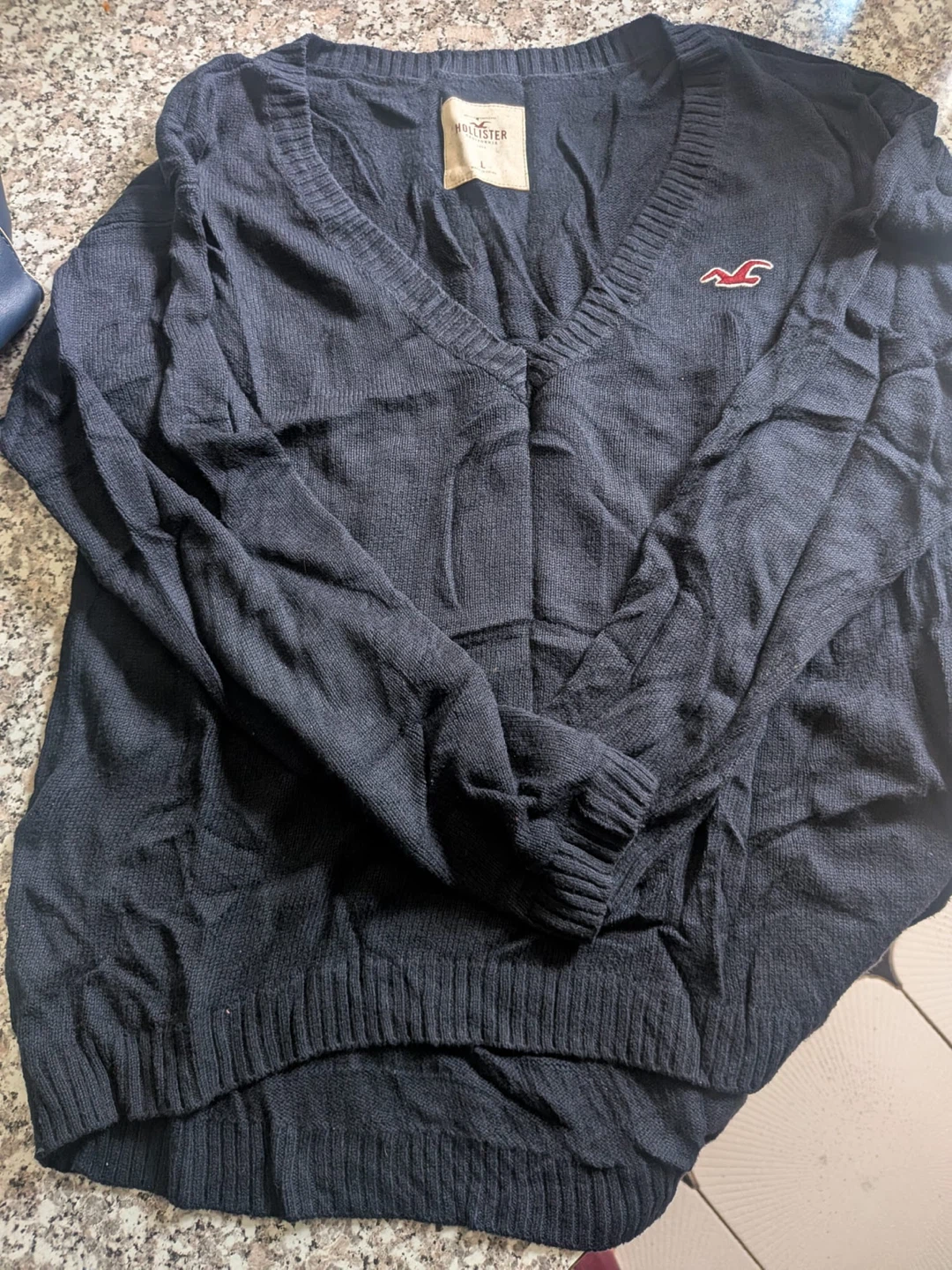 Hollister Navy V-Neck Sweater