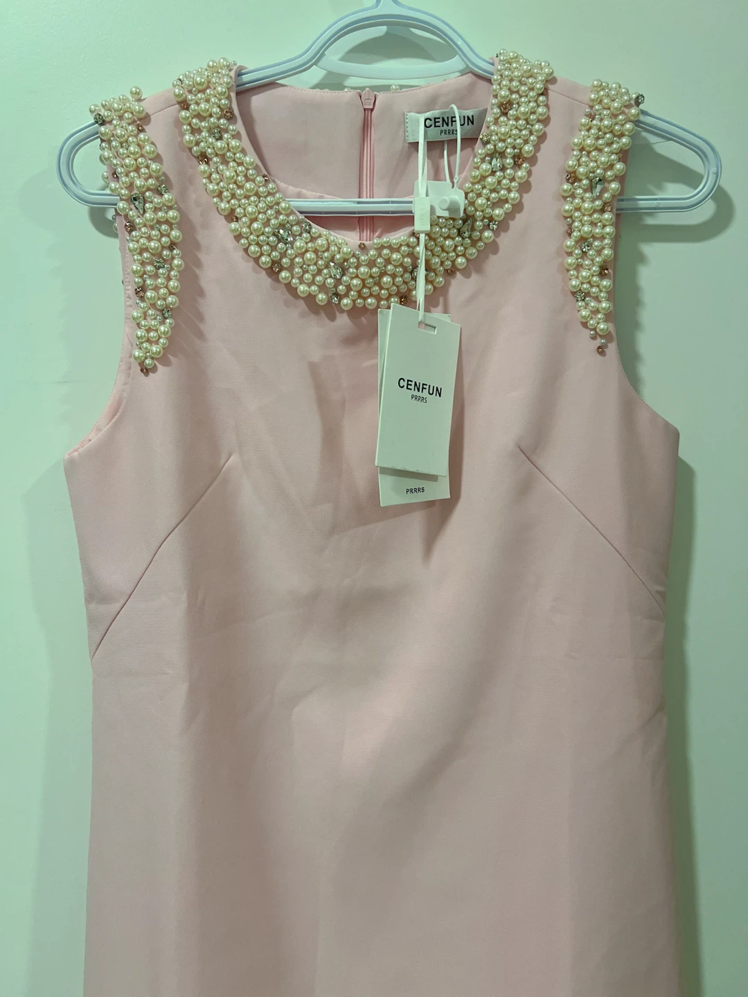 CENFUN Embellished Pearl Dress - Pink