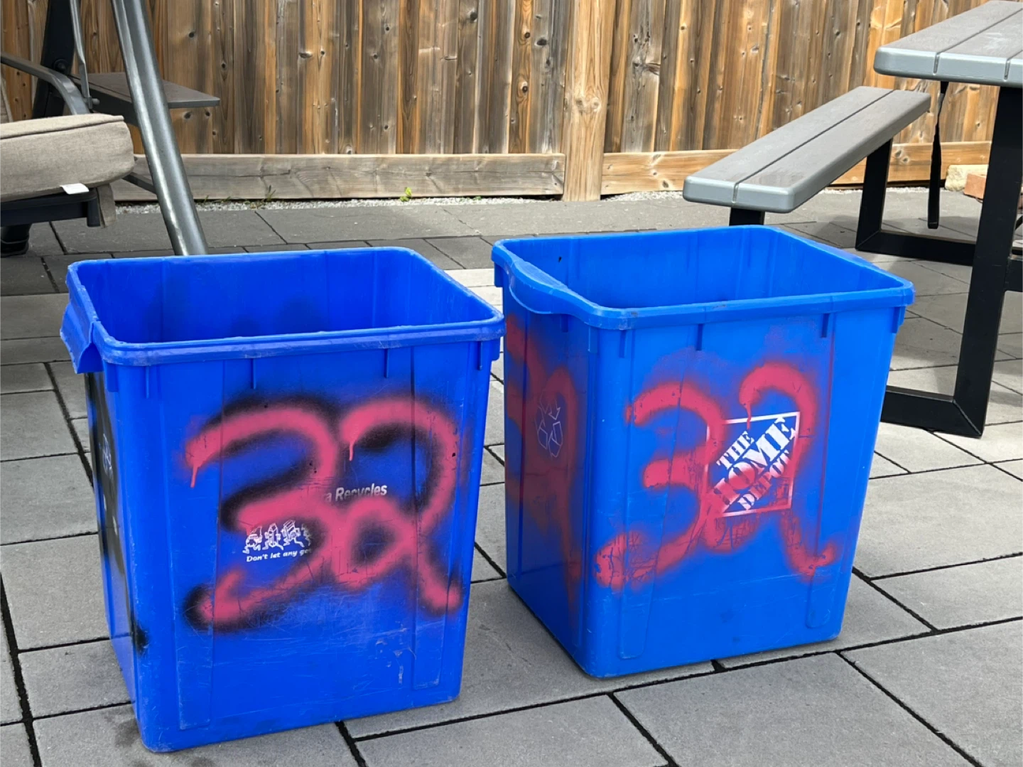 (2) Blue Recycling Bins