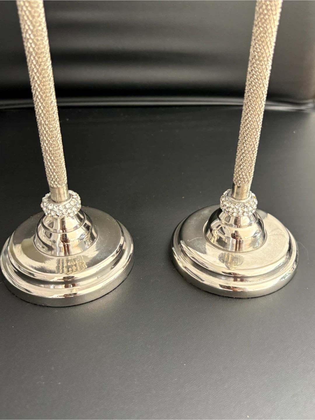Set of 2 Silver Crystal Accent Candle Holders - photo 4
