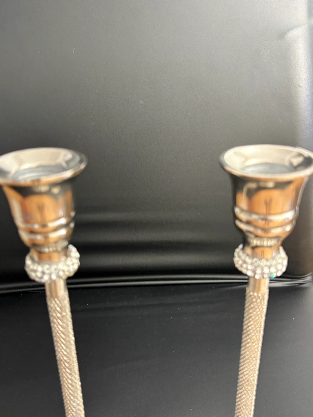 Set of 2 Silver Crystal Accent Candle Holders - photo 5