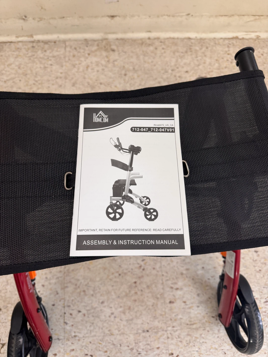 HOMCOM Upright Rollator Walker Red