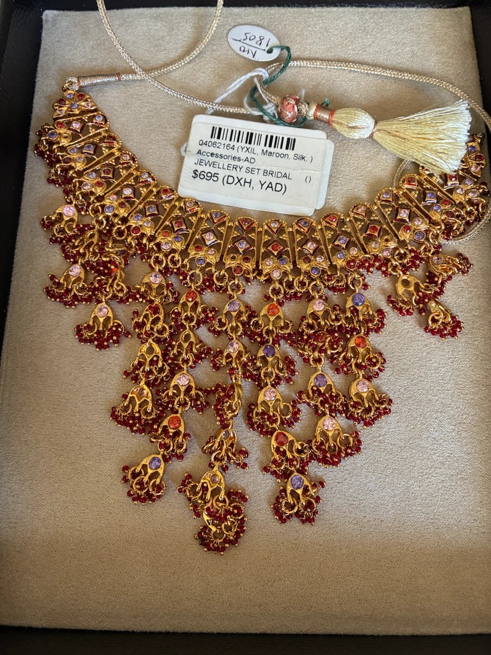 Maroon and Gold Bridal Jewellery Set